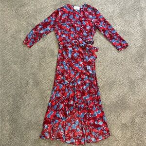 Alexis Lorna Red and Blue Floral Wrap Dress
